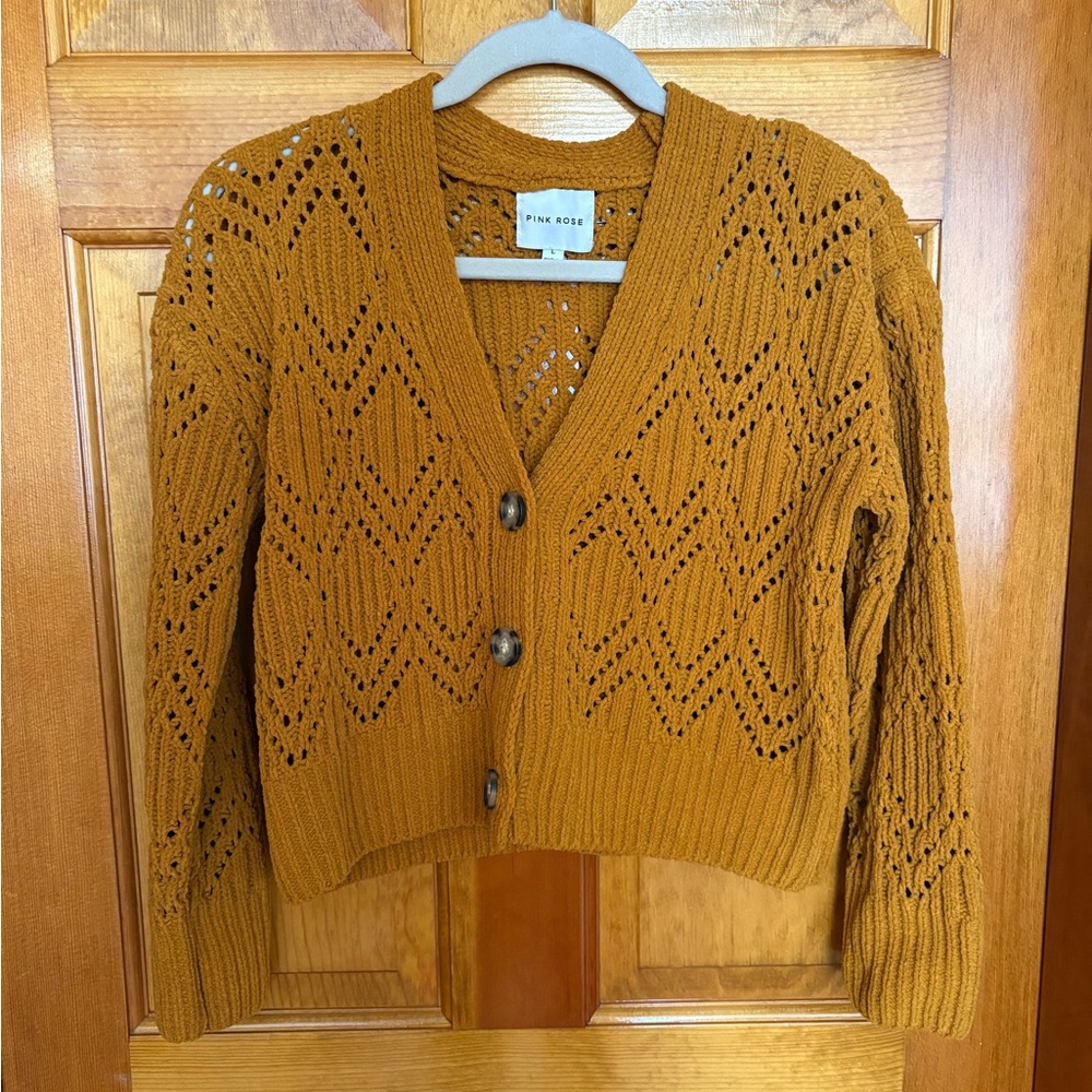 Pink Rose Honeycomb Cardigan